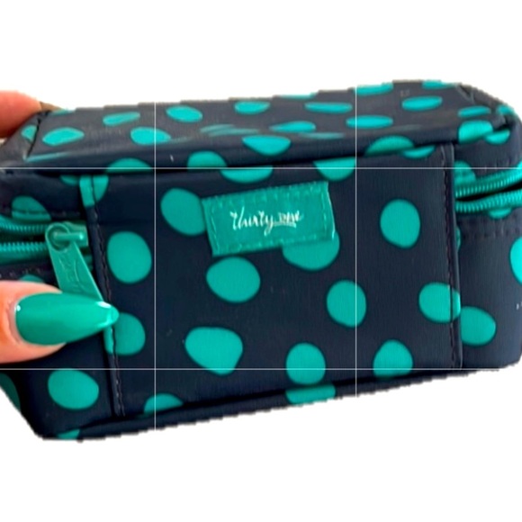 Thirty-One Baubles & Bracelets Jewelry Case Lotsa Dotsa Navy&Teal - Picture 2 of 3